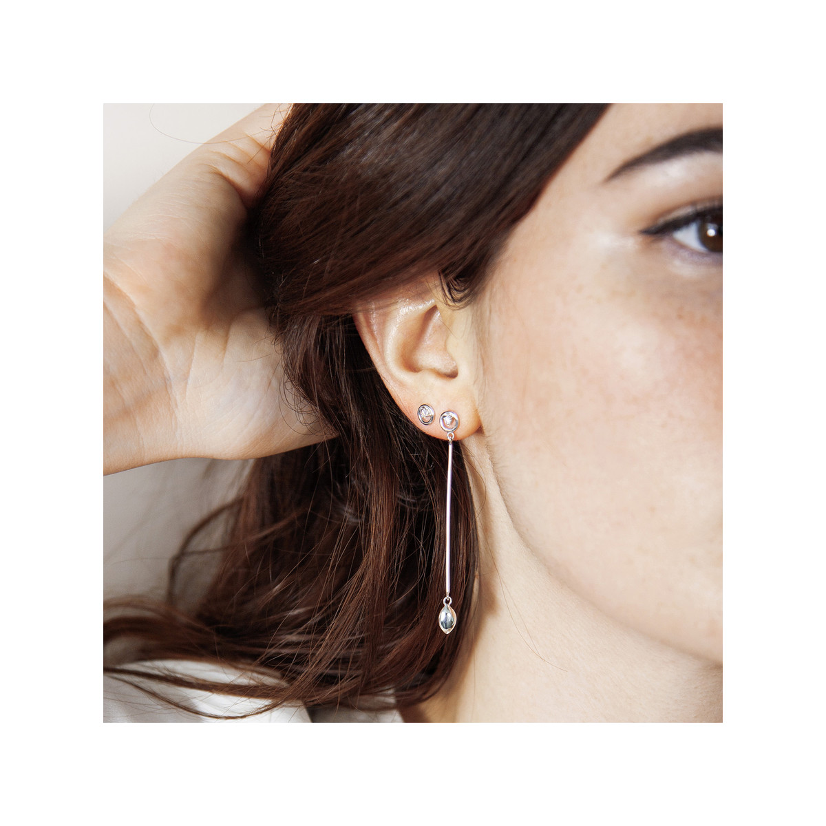 Boucles d'oreilles or 375 blanc zirconias