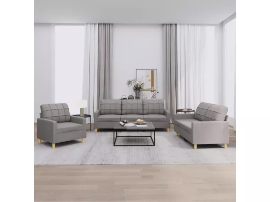 Ensemble de canapés 3 pièces avec coussins Taupe Tissu