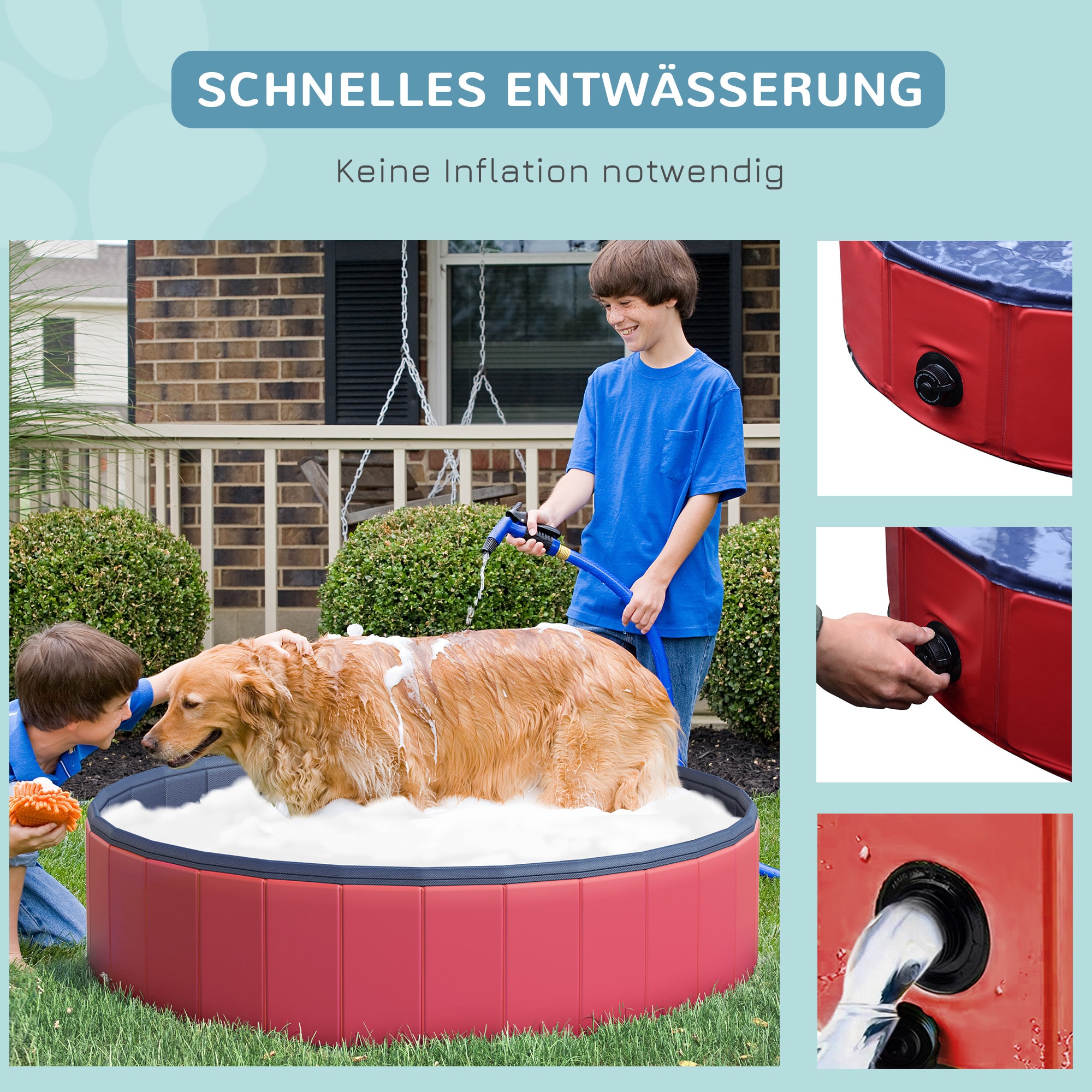 PawHut Hundepool mit verstärkten Kanten 140 x 30 cm (ØxH)