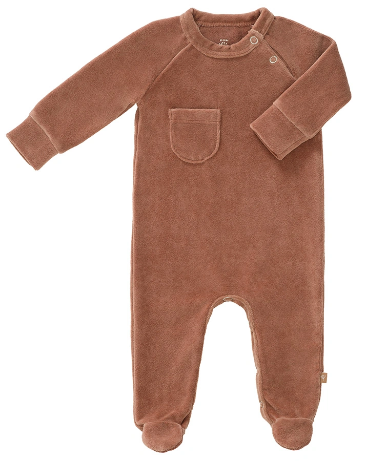 Schlafstrampler VELOURS TAWNY BROWN mit Fuß in braun