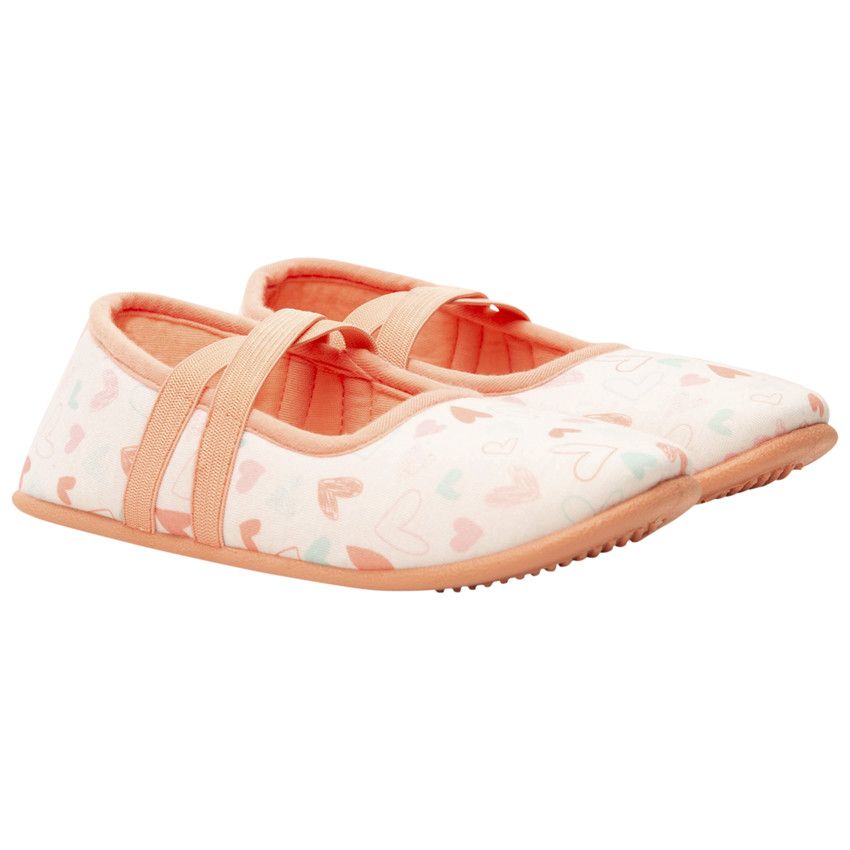 Chaussons forme babies imprimé coeurs pour fille - Blanc