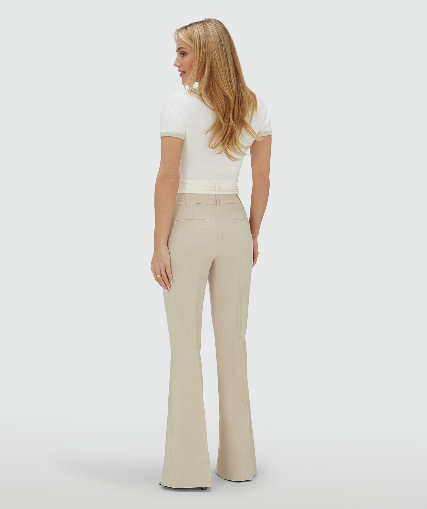 JV-LIORA high rise flared pantalon - ecru melange