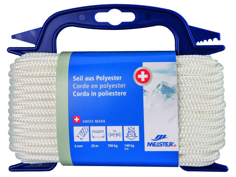 Meister Polyesterseil Ø 6 mm, 20 m, 700 kg, Weiss Polyesterseil Normalgeflecht