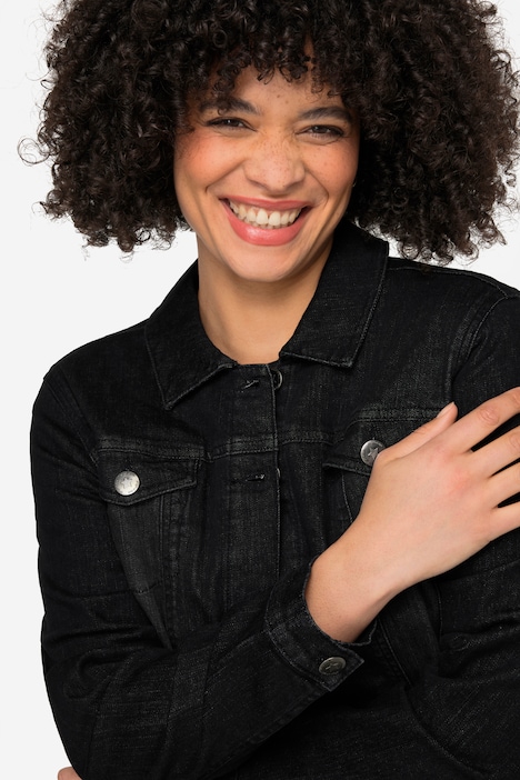 Jeansjacke Frieda, Wascheffekte, Hemdkragen, Langarm