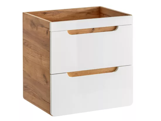 Meuble sous vasque suspendu coloris naturel et blanc - 60 cm - ARUBA