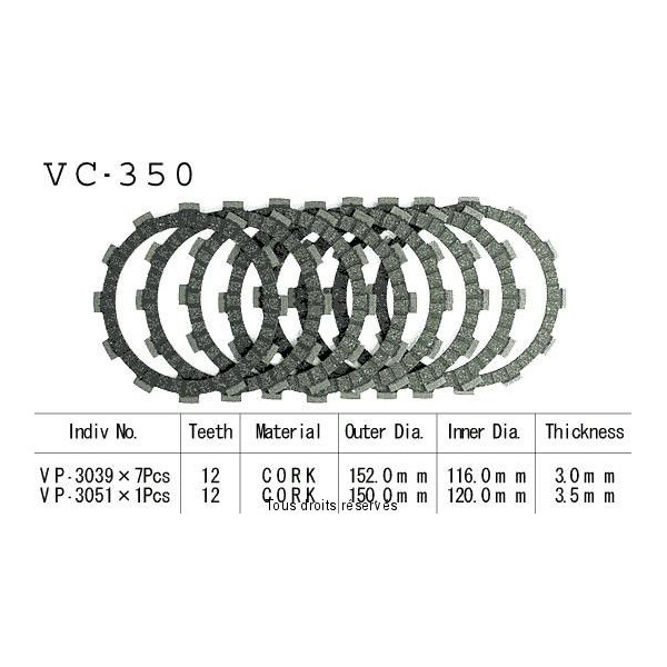Kyoto - Disques garnis d'embrayage VC350