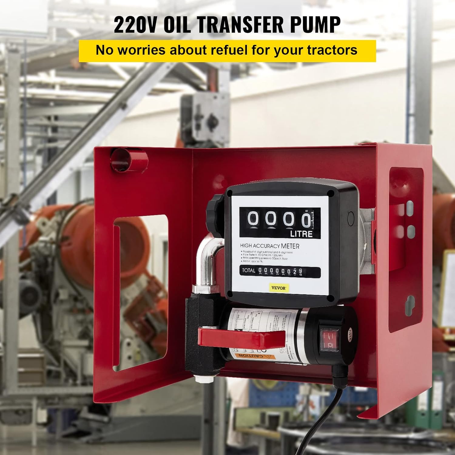 VEVOR Dieselpumpe Heizölpumpe 40L, 155W Selbstansaugende Ölpumpe, 2800U/min Motordrehzahl Ölabsaugpumpe Selbstansaugend, 20 kg Diesel Kraftstoff-Umfüllpumpe, Zählwerk Automatik Pumpe für Biokraftstoff