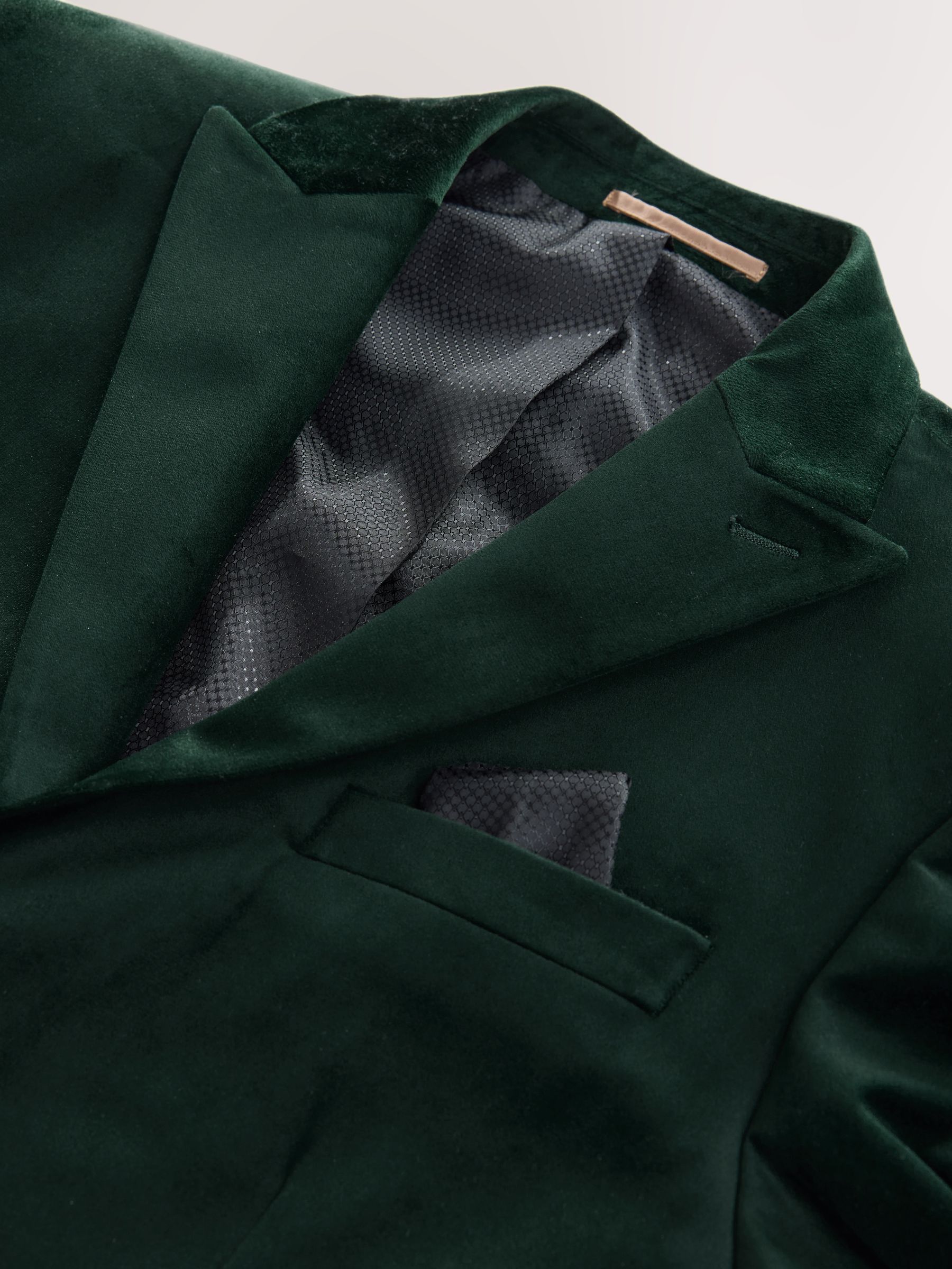 Donkergroen - Normale Pasvorm - Velvet blazer met zelfrevers
