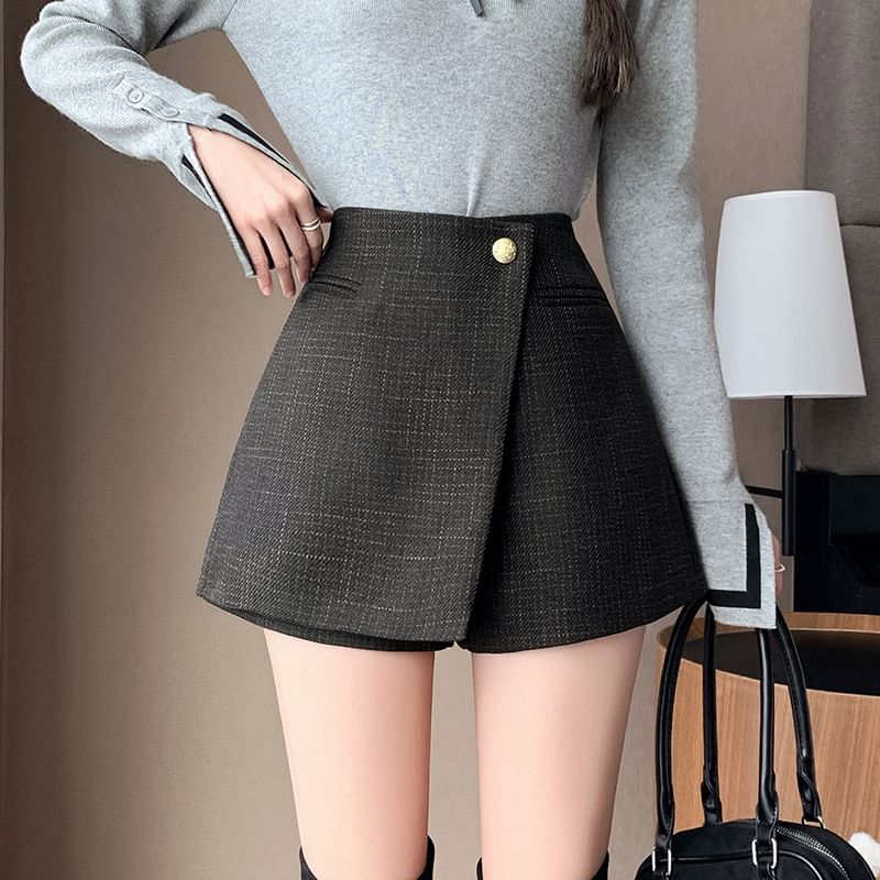 Coline - Hoge taille effen minirokje