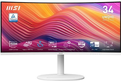 MSI - Modern MD342CQPW - Monitor - 34 Inch - UltraWide Quad HD - Gebogen
