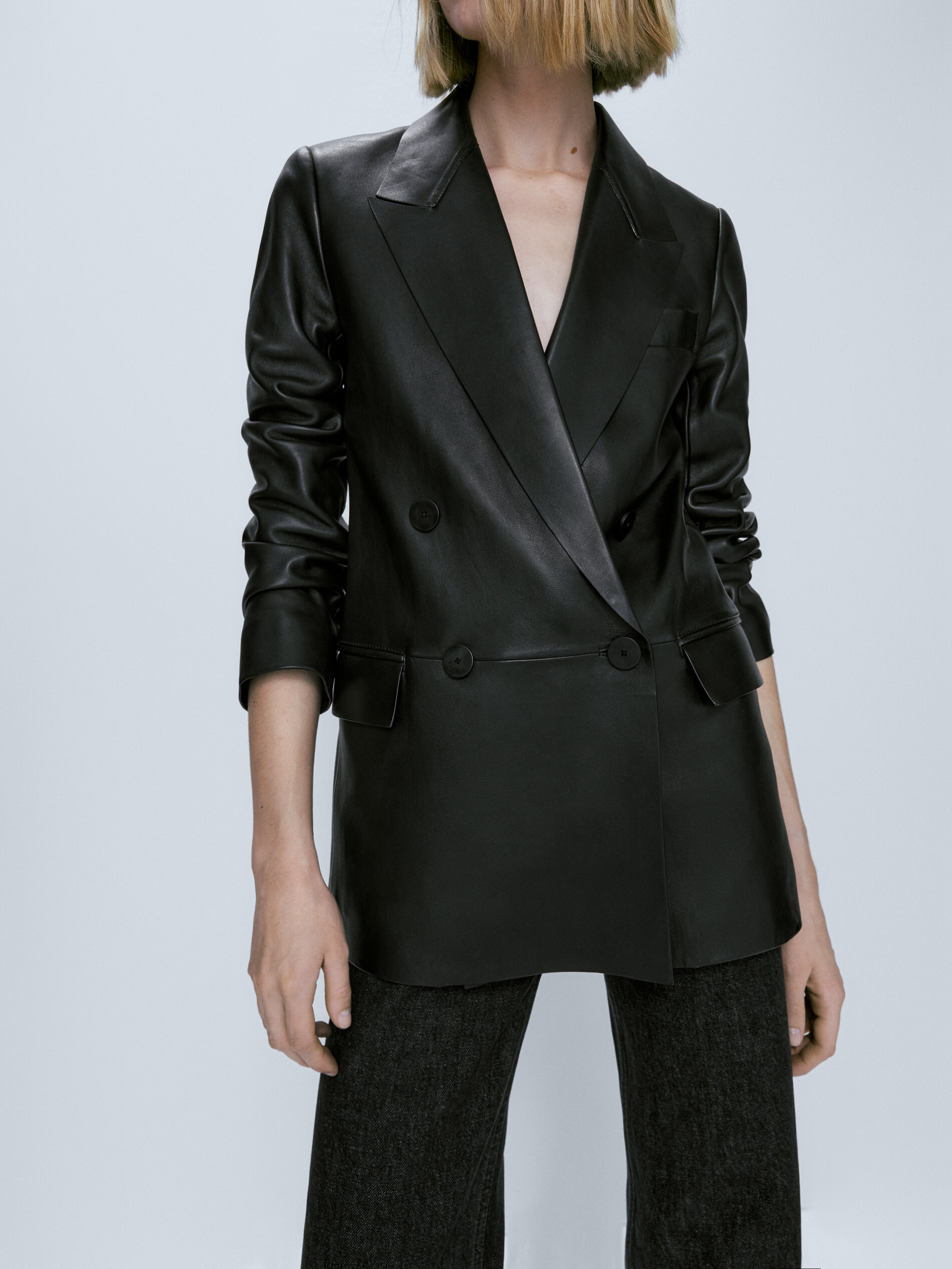 Blazer cruzado sem couro - PRETO