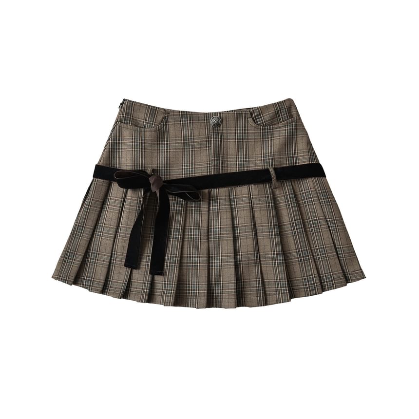 Sundine - Mini A-lijn rok met hoge taille en strikplooien