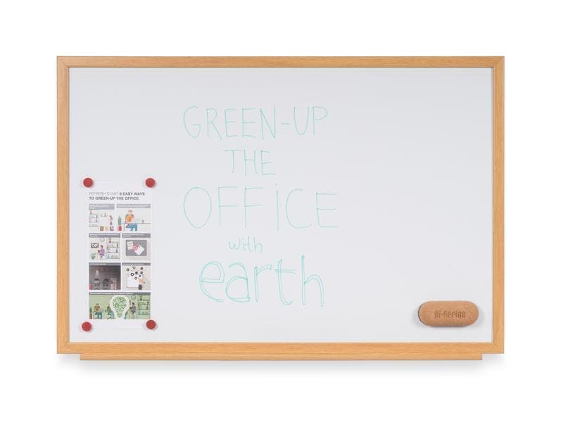 Bi-Office Magnethaftendes Whiteboard 45 cm x 60 cm, Weiss Eichenholz-Optik, magnetisch,  60 x 45 cm
