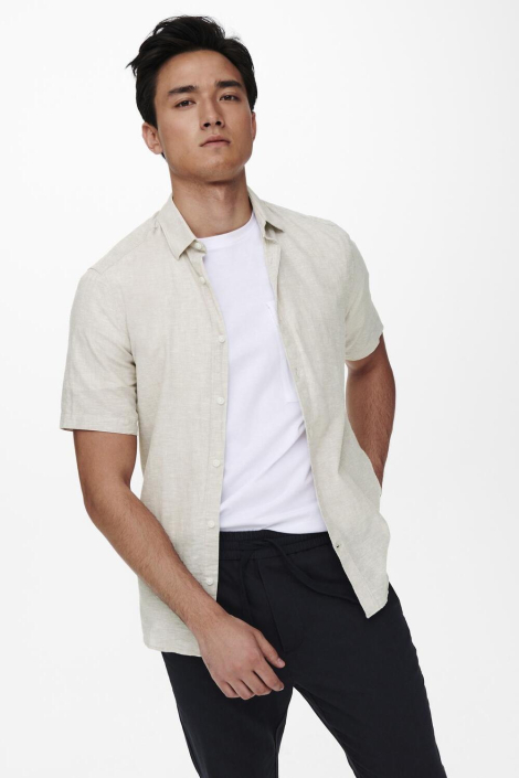 Only & Sons beige heren overhemd