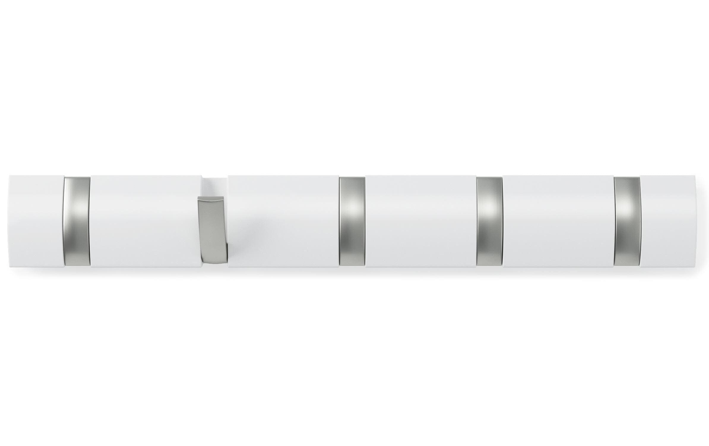 Wandgarderobe Flip 5 Haken, Weiss/SilberGarderobenhaken zum Einklappen