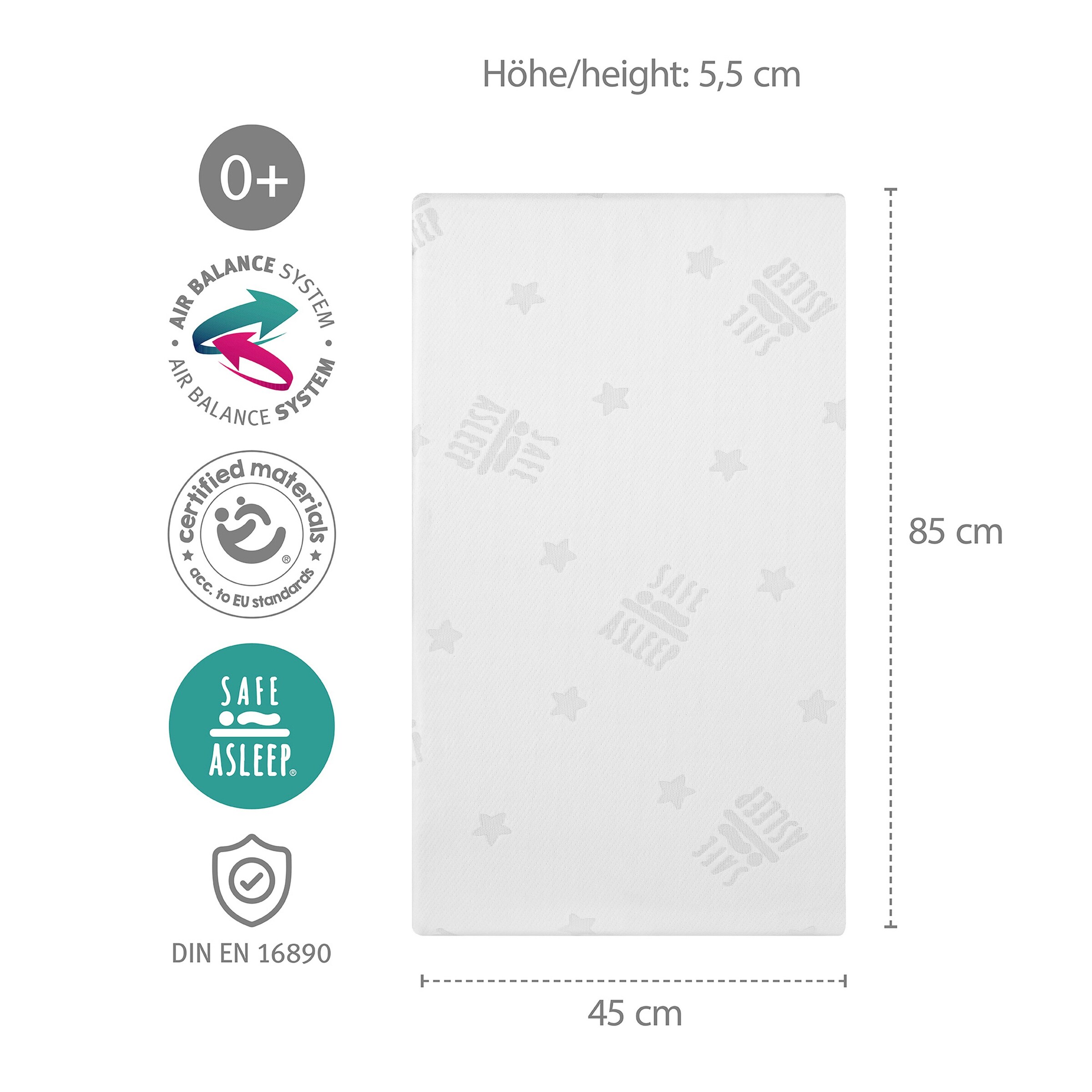 roba Stubenbettmatratze Air Balance PLUS, 45x85 cm safe asleep®