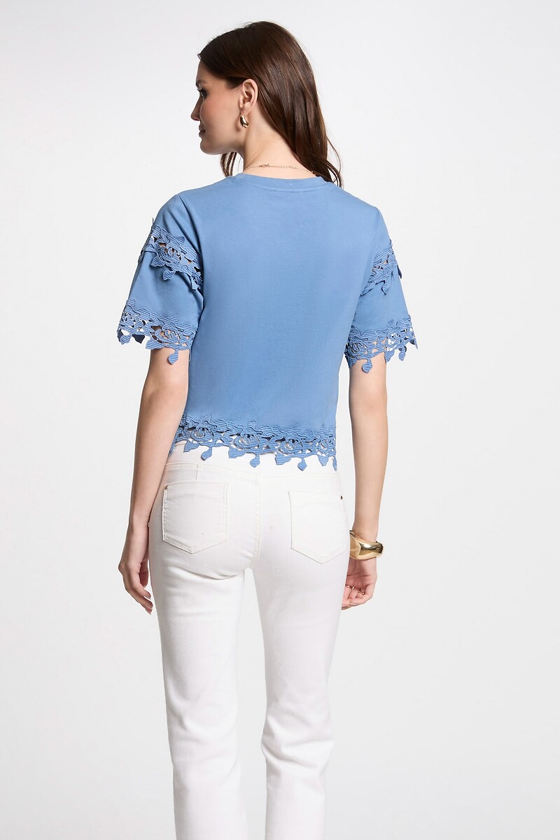 MORGAN<br>Camiseta de manga curta com detalhes em guipure