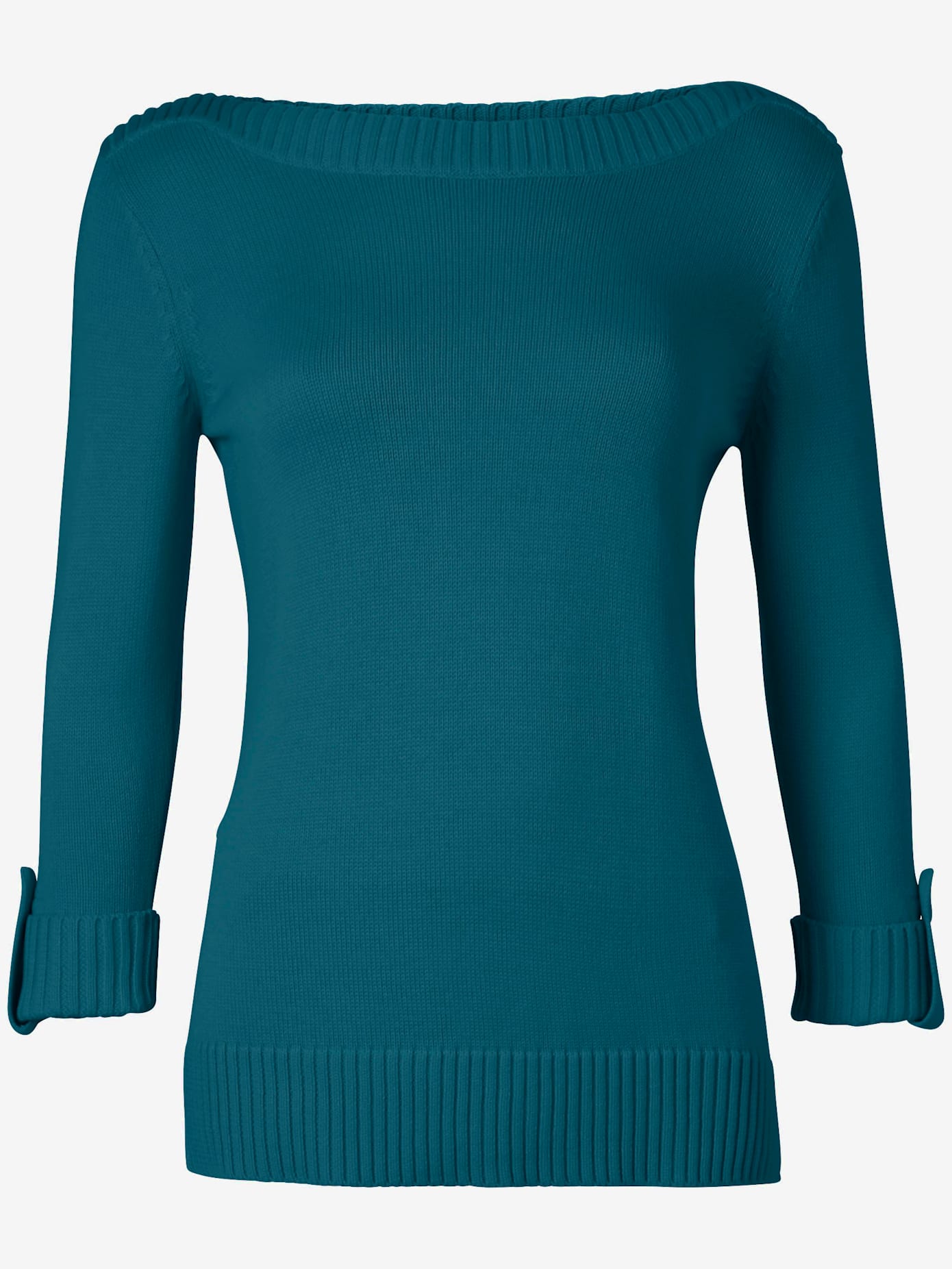 Pull femme manches 3/4 revers boutonnés