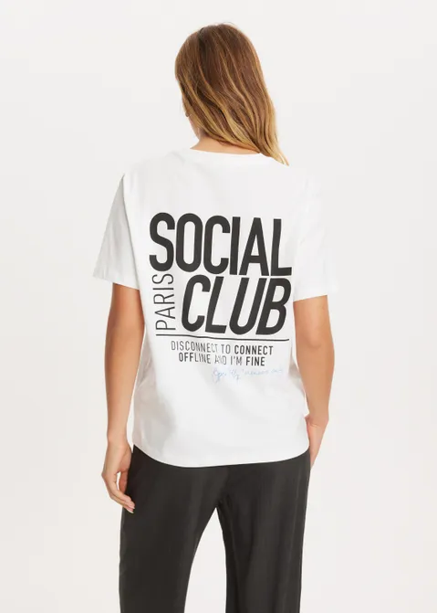 T-shirt met print social club wit (WIT)