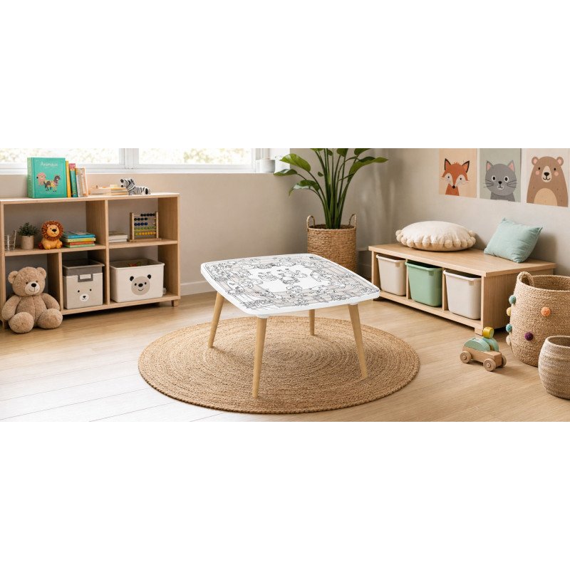 Table basse KIDS à colorier - Motif Athlètes - Lot de 2