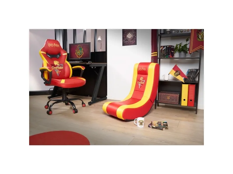 SuBsonic Harry Potter Junior Griffindor - Spillestol - ergonomisk - armstøtter - drejeled - kunstig læder
