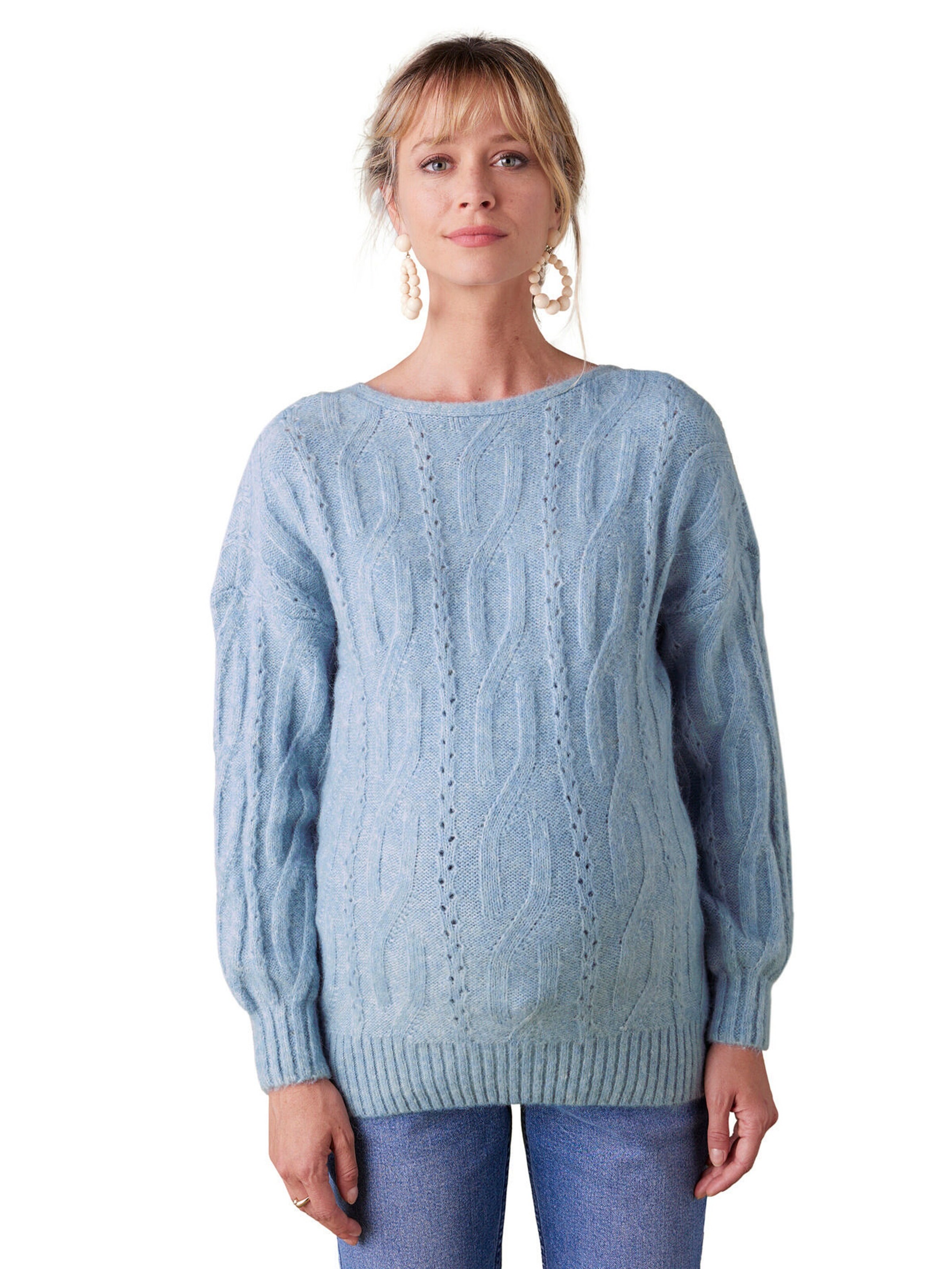 Envie de Fraise Wende-Pullover mit Alpaka für Schwangerschaft und Stillzeit eisblau