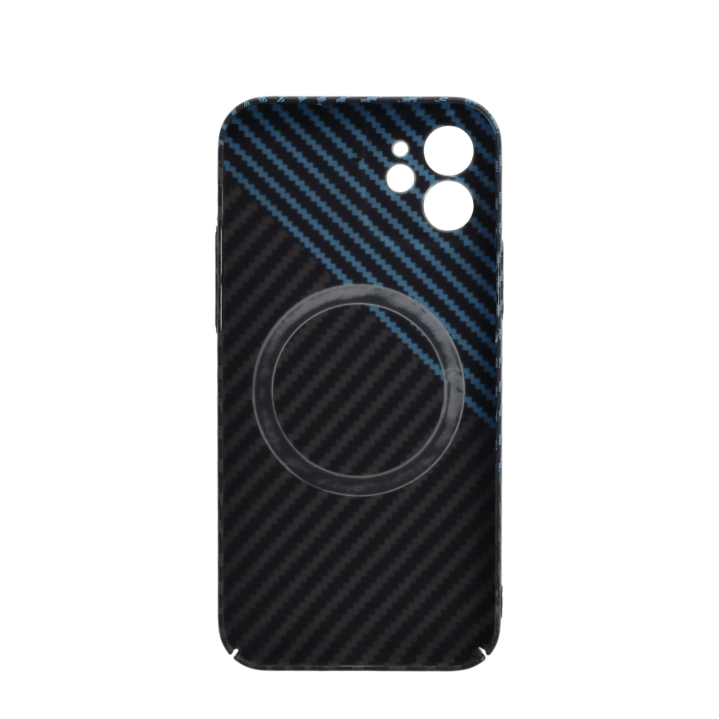 iPhone 12 MagSafe Hardcase Hülle im Carbon Look - Schwarz / Blau