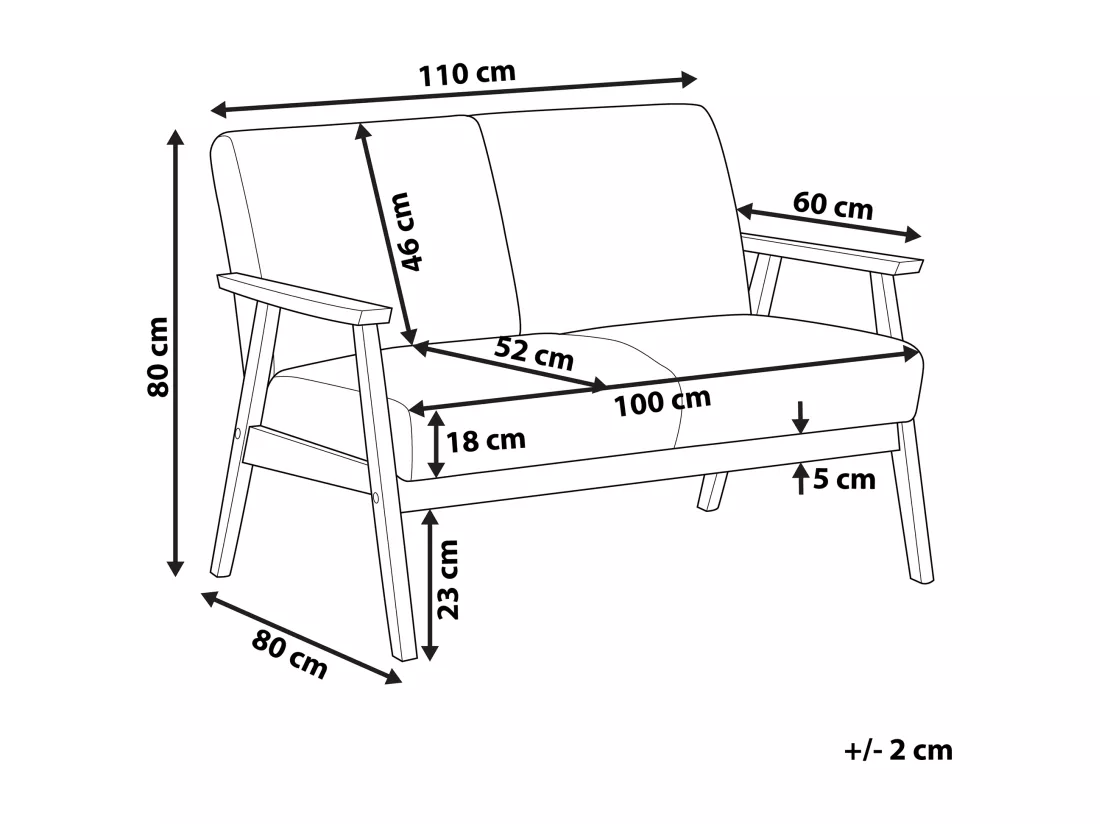 Canapé 2 places en tissu marron ASNES