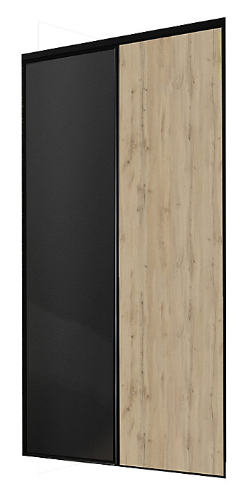 Lot de 2 portes de placard coulissantes Optimum décor chêne et noir 150 x 250 cm