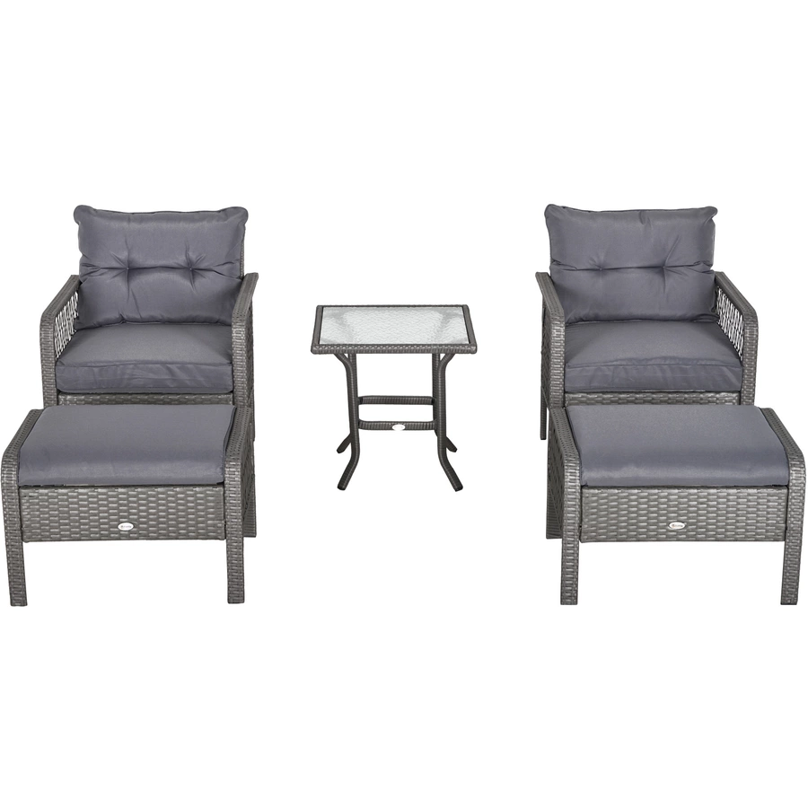 Outsunny Rattan Sitzgarnitur 5-teilig grau