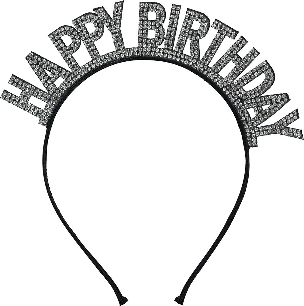 Happy Birthday Haarband Zwart Zilver
