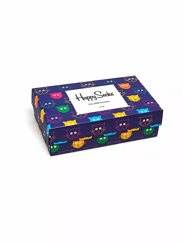HAPPY SOCKS Herren Geschenkbox Socken CATS 3-er Pkg. multi bunt