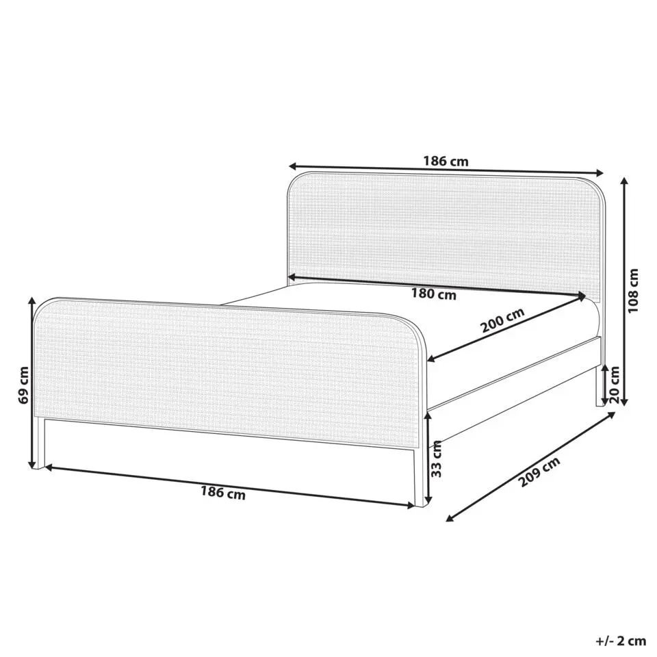 GONFARON - Tweepersoonsbed - Zwart - 180 x 200 cm - Dennenhout