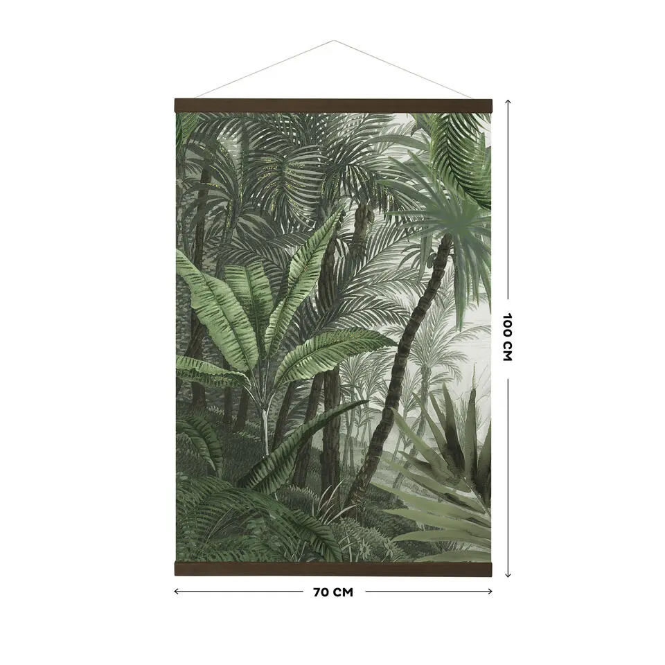 Hangende Poster Linnen - Jungle Landschap Groen