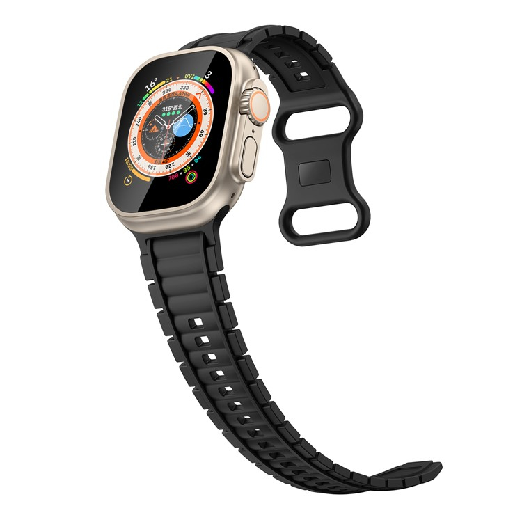 Apple Watch (49/46/45/44 mm) HNBR Armband mit Knopf Verschluss (Gelenkumfang: 160-220mm) - Schwarz