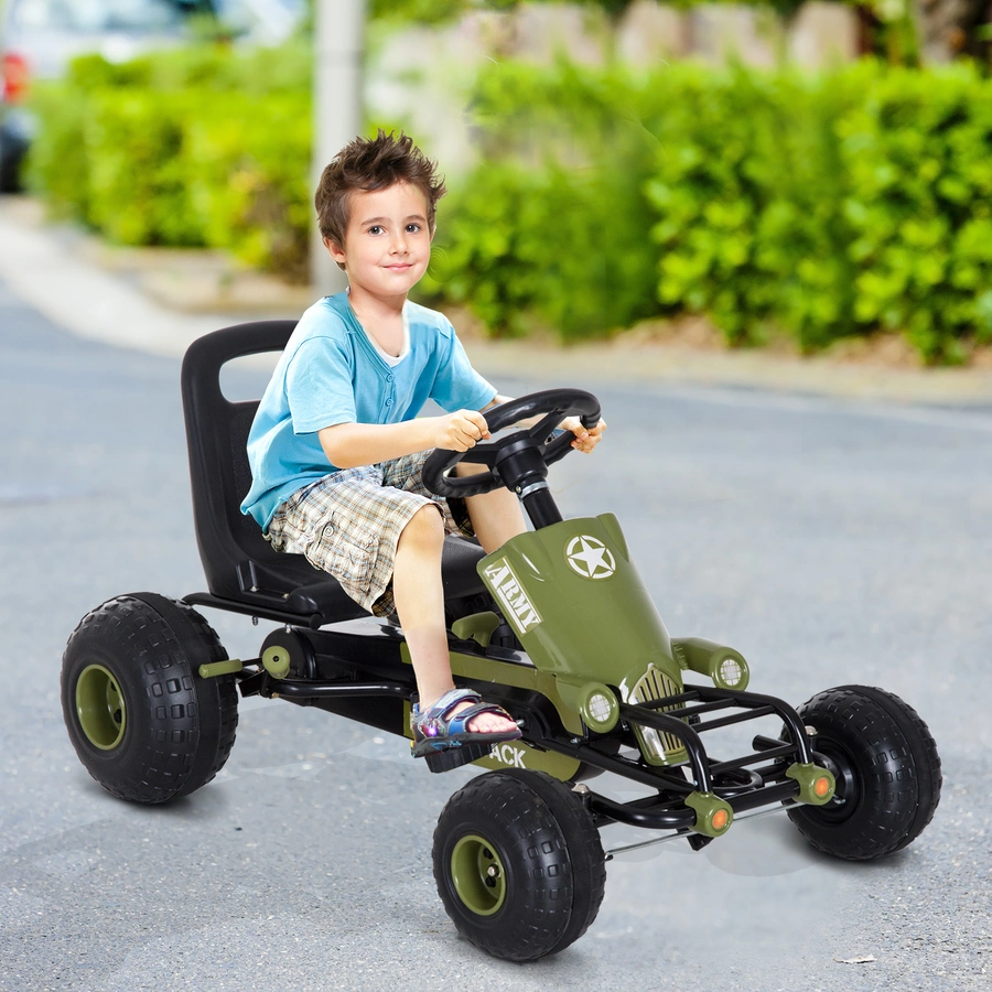 HOMCOM Kinder Tretauto mit Handbremse grün
