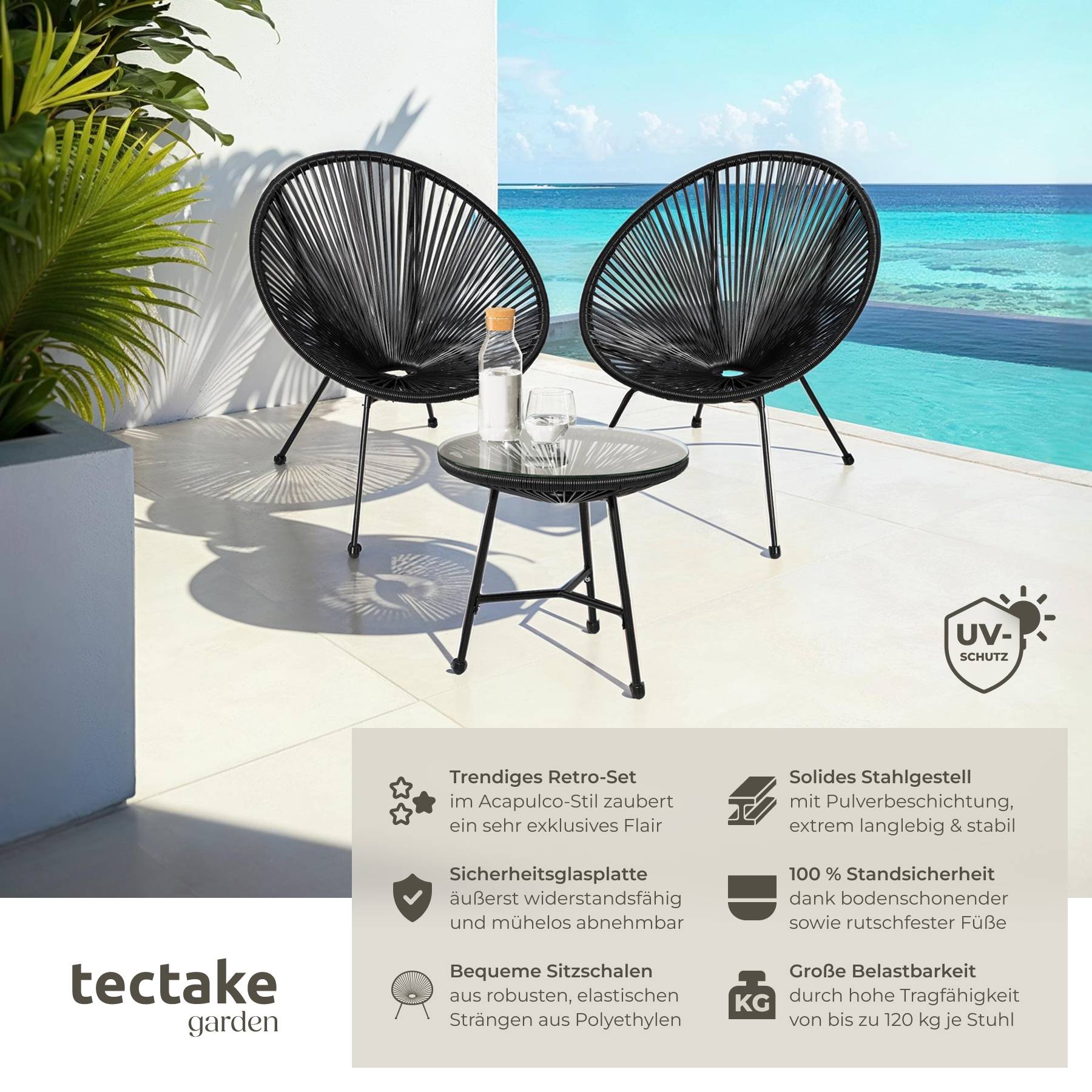 2 Gartenstühle Santana mit Tisch
