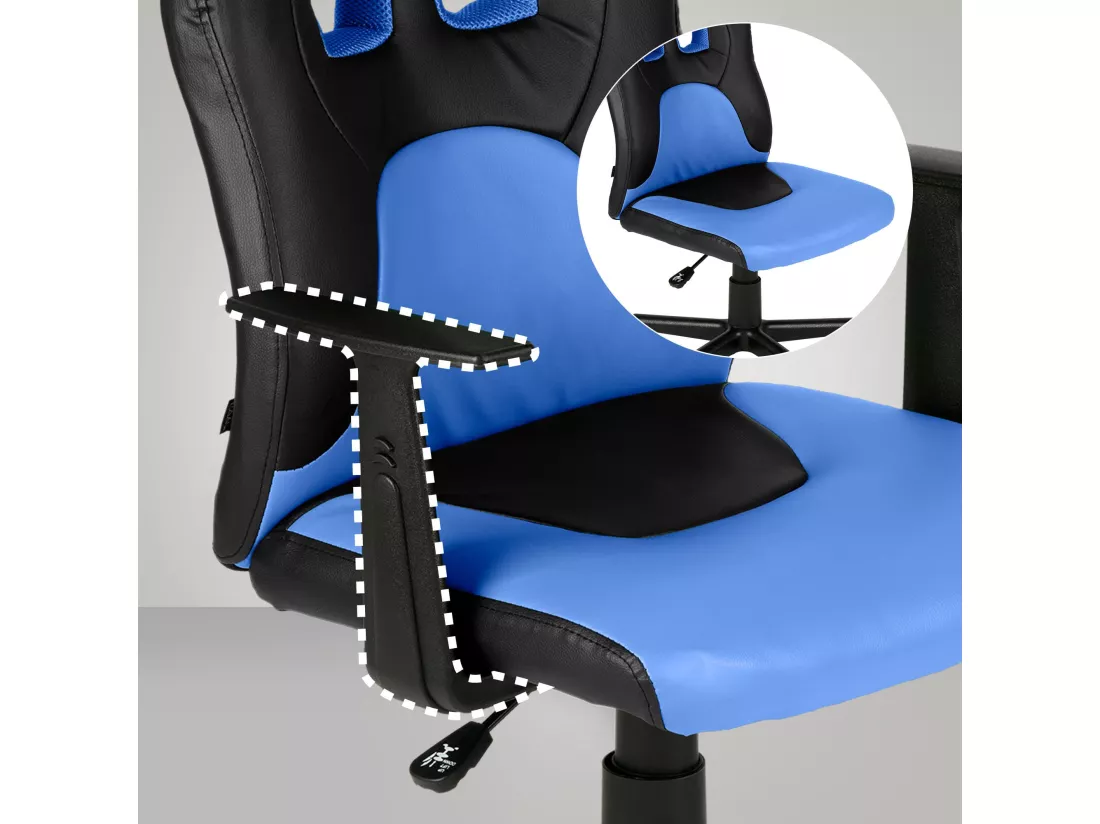Fauteuil de bureau - Similicuir & Plastique - Noir / Bleu - Fun