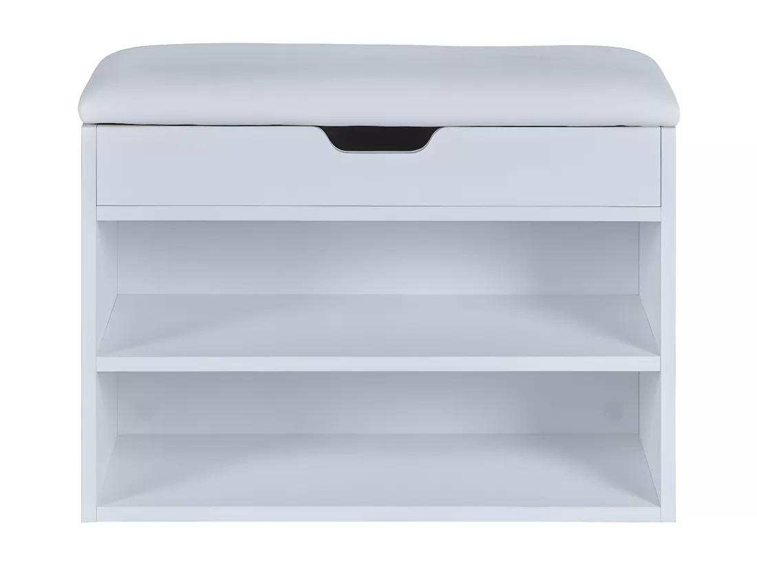 JENNY - Banc à Chaussures avec Coffre de Rangement et Assise Rembourée.