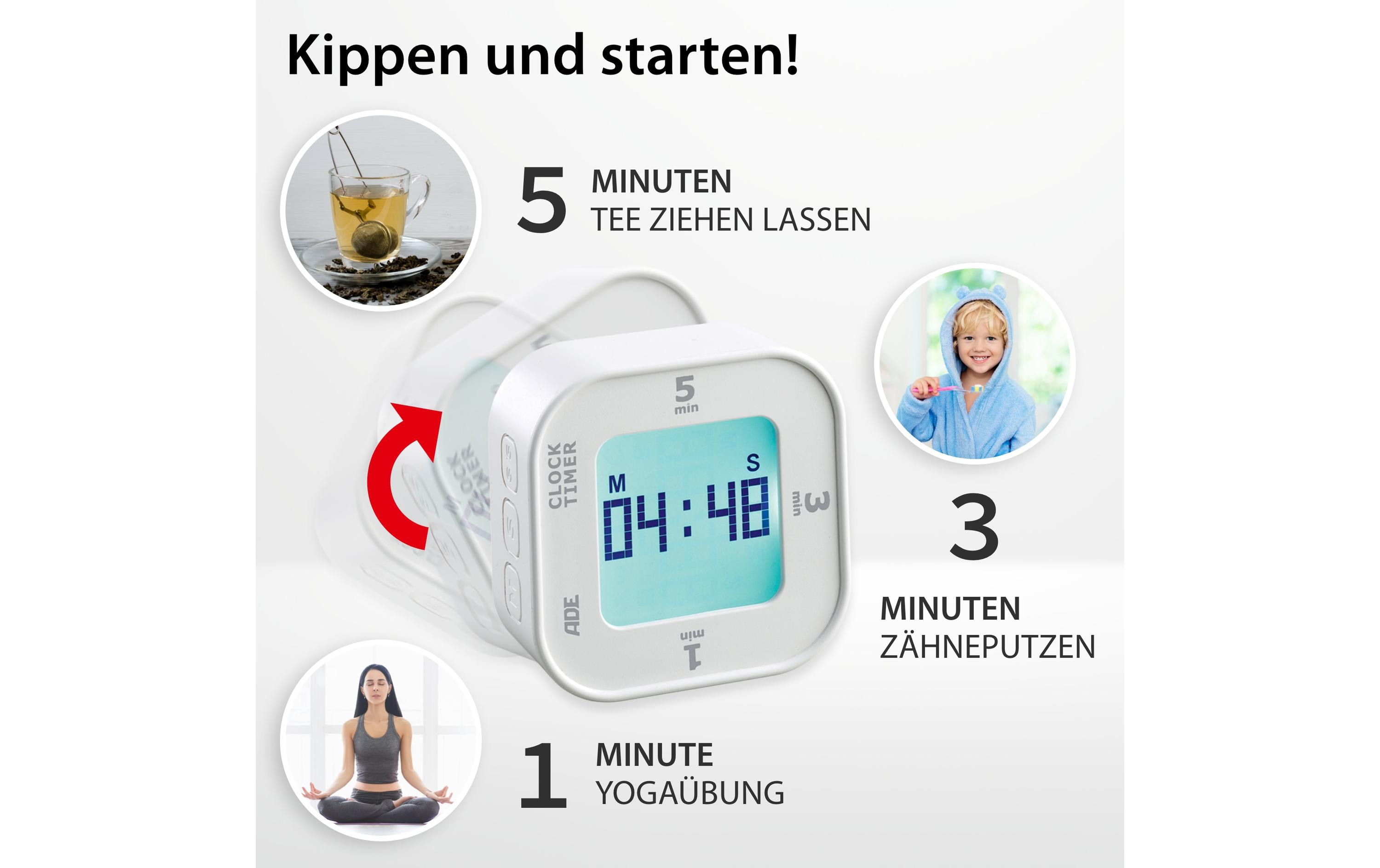 Küchentimer WeissDigitaler Küchentimer mit Kipp-Start