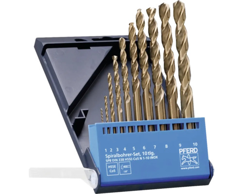 PFERD INOX HSSE N spiraalborenset Ø 1-10 mm, 10-delig.