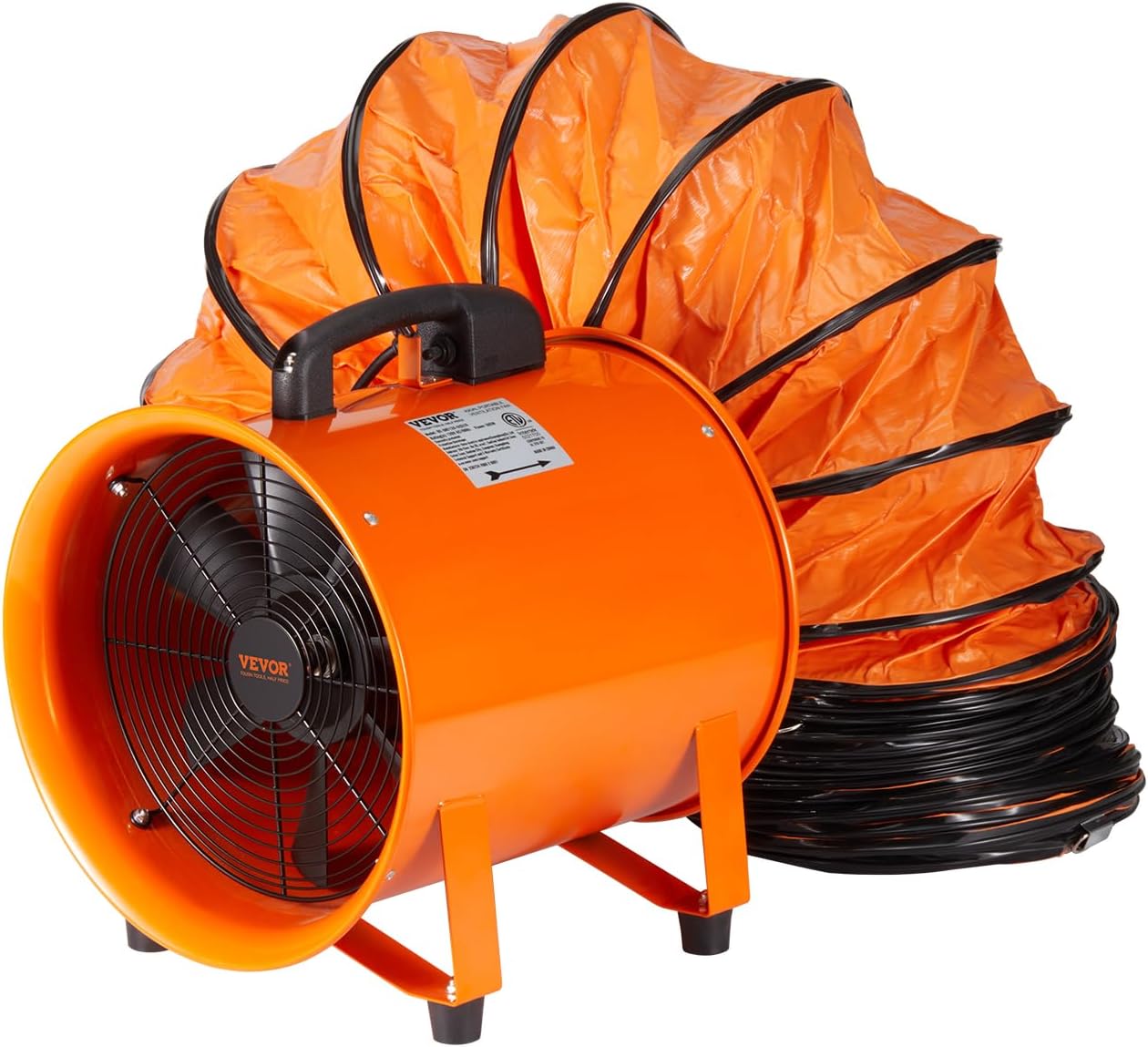 VEVOR Bauventilator 365-W-AC-Motor Baugebläse 2810 U/min Baulüfter Gebläse 1214 L/s (2574 CFM) Axiallüfter 10 m Schlauch Axialgebläse 79 dB Geräuschpegel Industrielüfter IP44