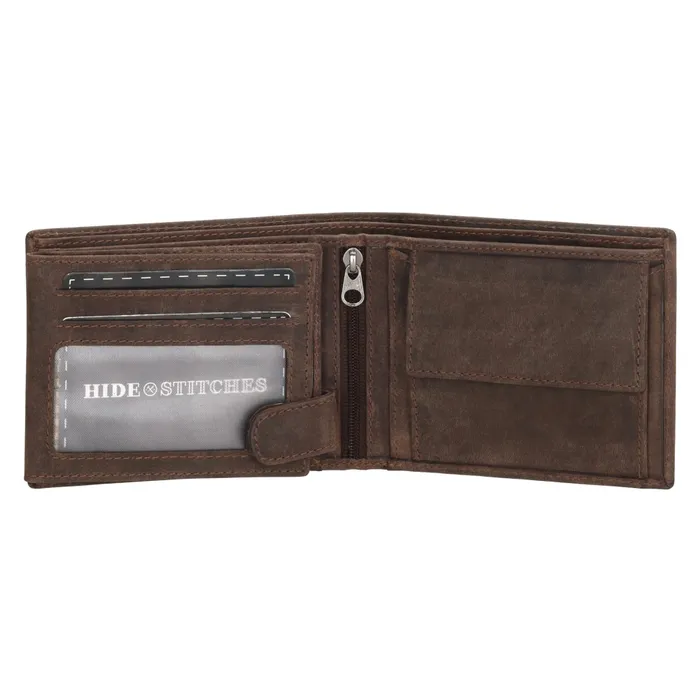 Hide & Stitches Idaho Portemonnee Billfold Donkerbruin
