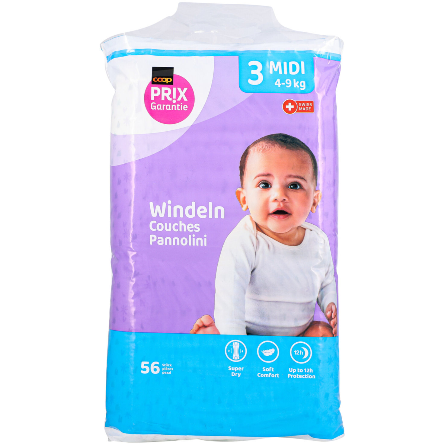 Prix Garantie Baby Windeln Midi Grösse 3,4-9kg, 56 Stück