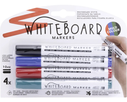 Whiteboardmarker 1-2 mm, diverse kleuren, 4 kleuren