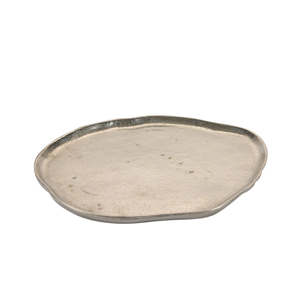 Bahne Interior  Bakke med skæve kanter, sølvfarvet - 29x26cm