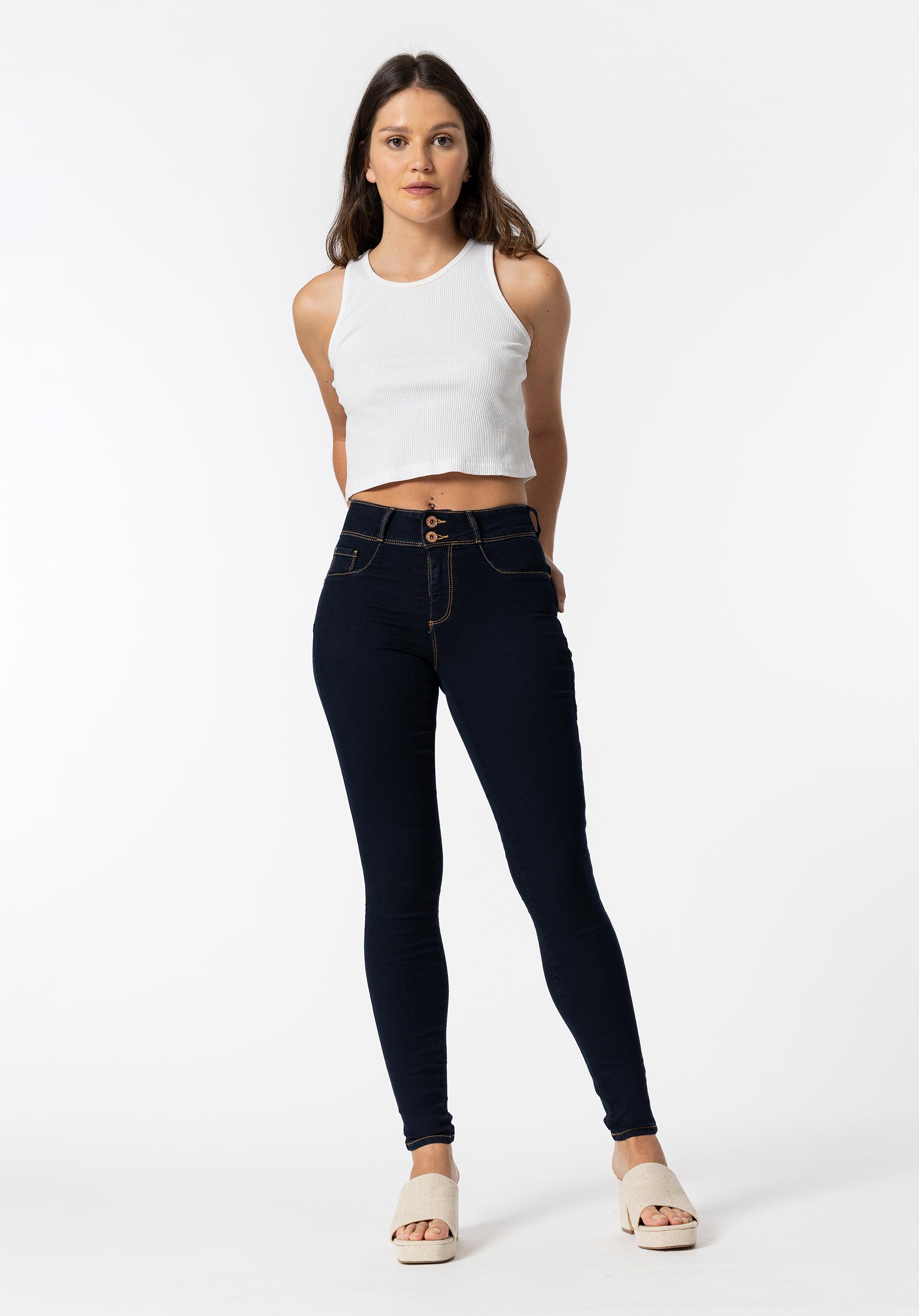 Jeans One Size Skinny Silhouette Cintura Alta