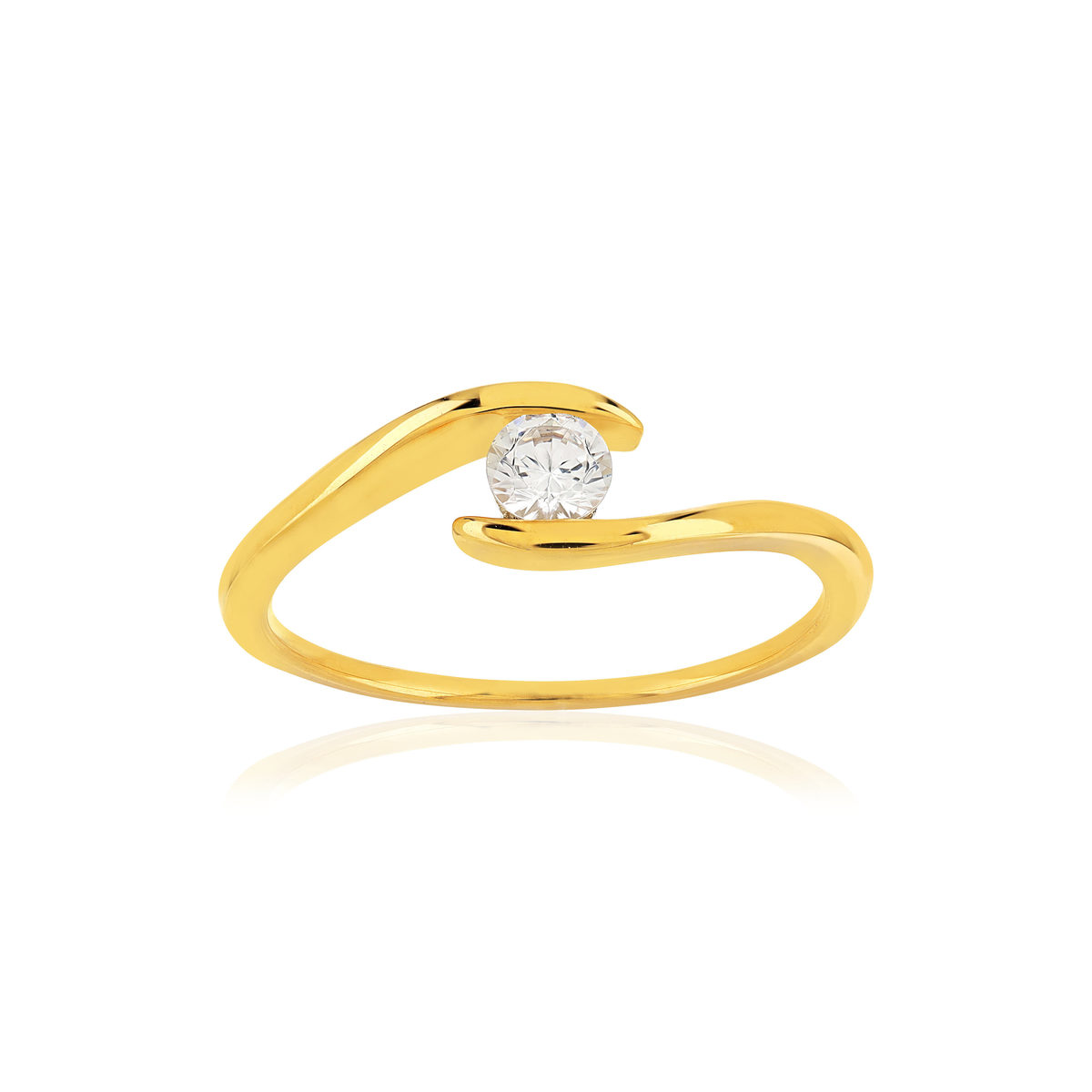 Bague or 375 jaune zirconia
