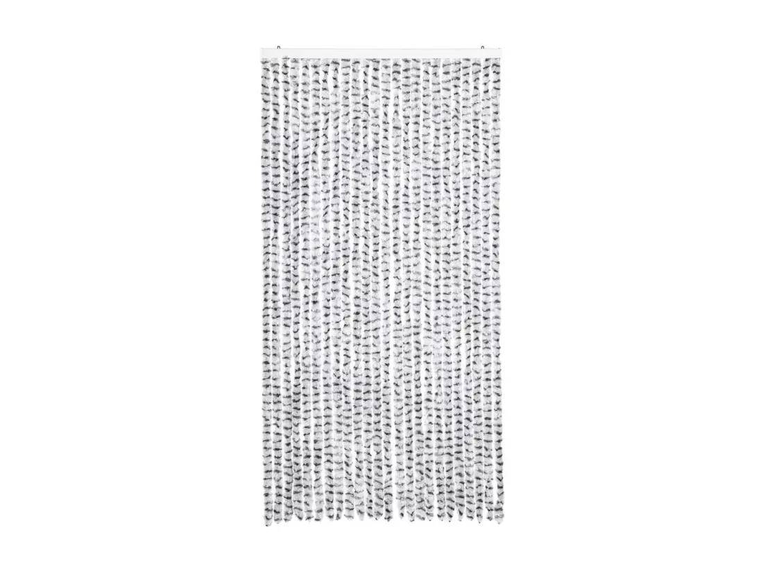 Rideau anti-mouches gris clair et gris foncé 100x230cm chenille