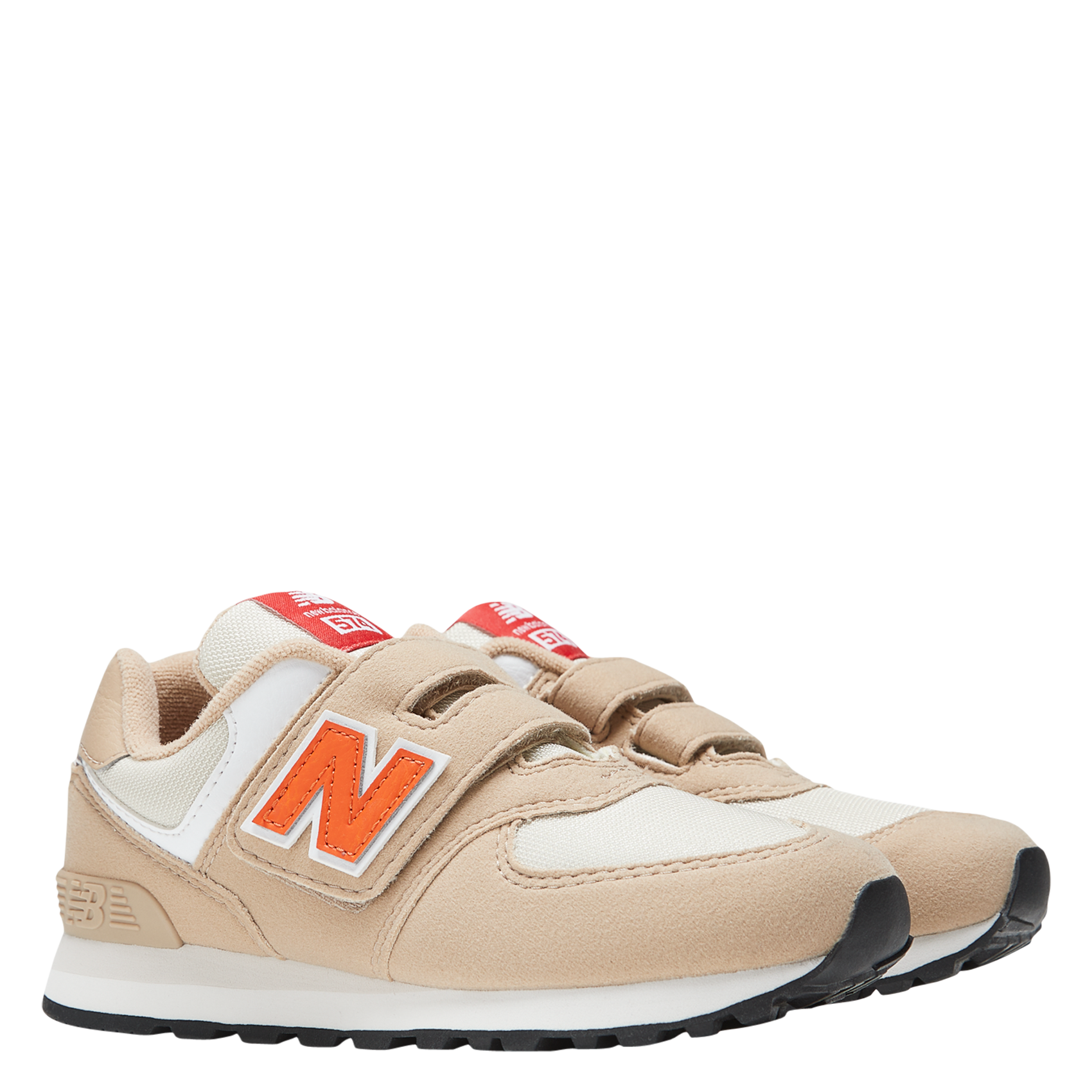 574 - Baskets bi-matière à scratchs | Beige